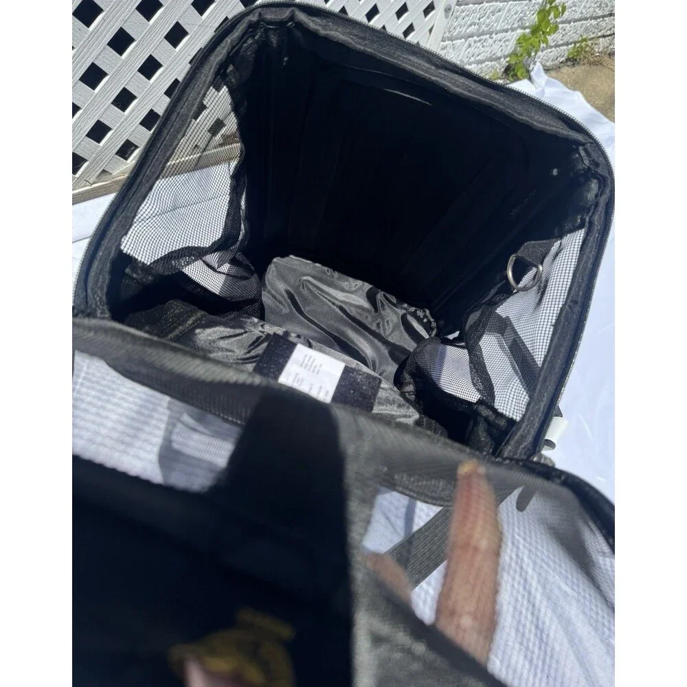 Original Deluxe Black Fabric Pet Carrier Bag Mesh Panels Strap